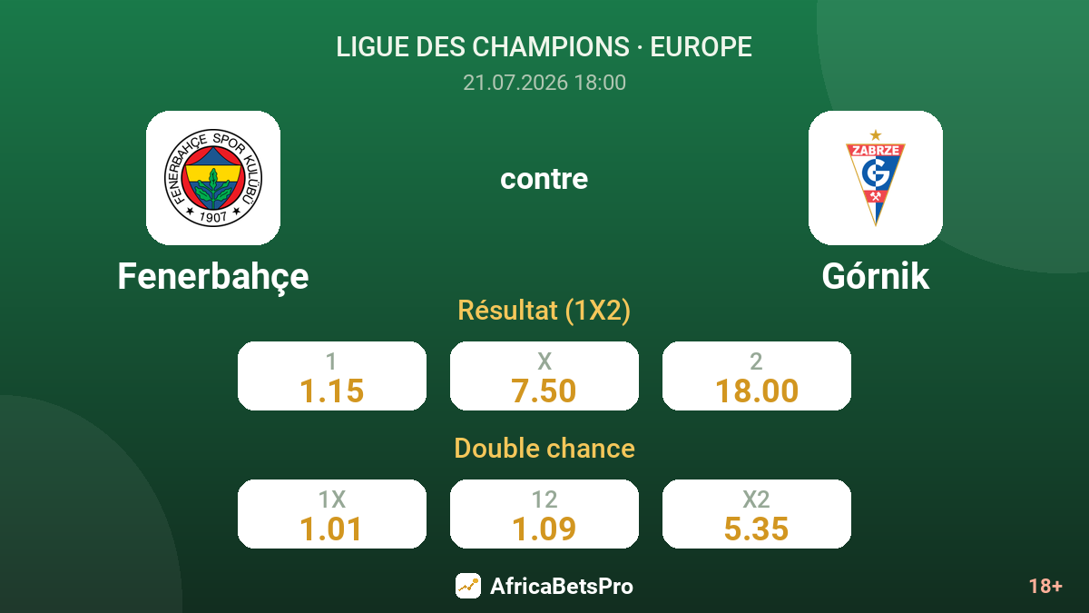 Fenerbahçe contre Górnik — cotes