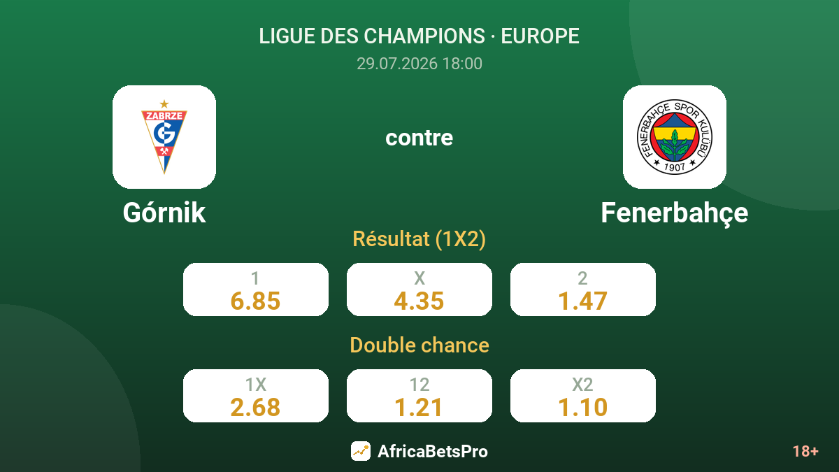 Górnik contre Fenerbahçe — cotes